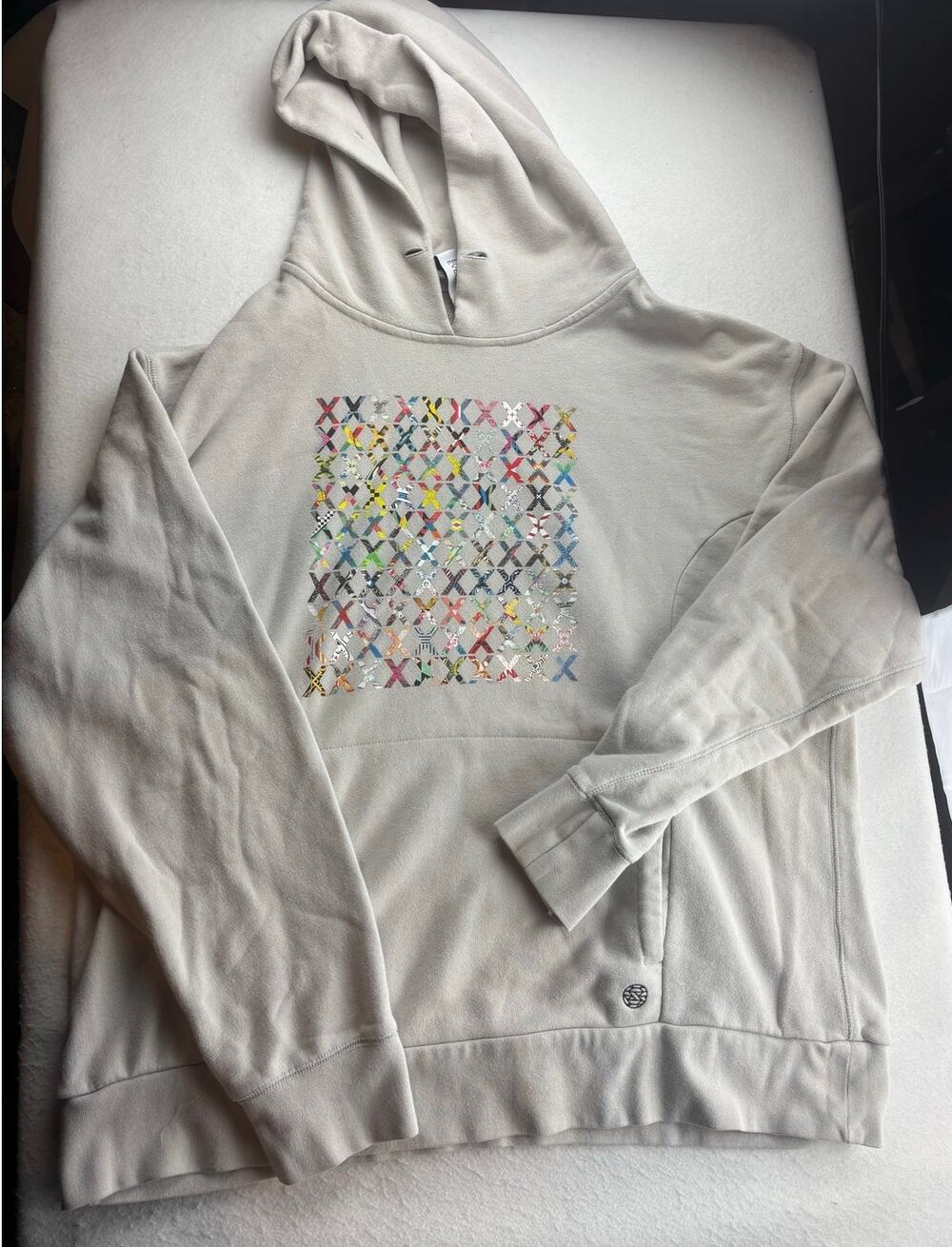 Zox Beige Multicolor X Graphic Long Sleeve Hoodie Sweater Size XXL